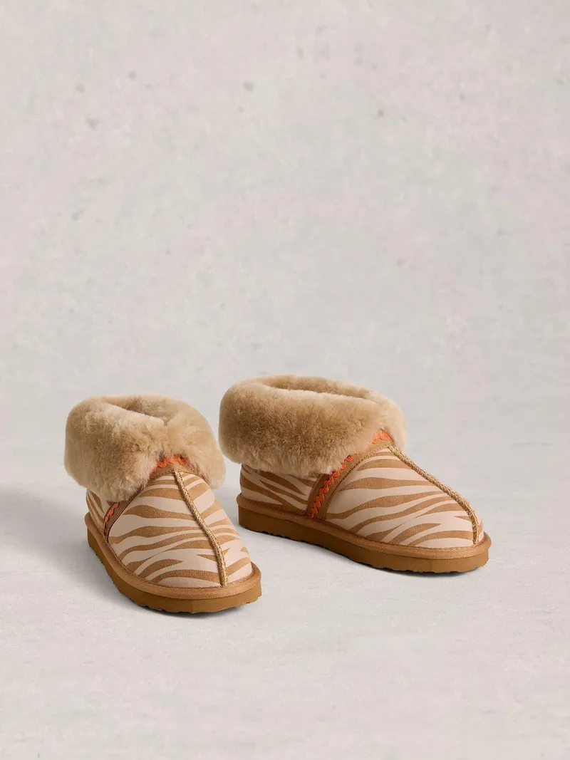 White Stuff Wildlederhausschuhe mit Schafsfellfutter - S, Tan print, – Produktbild 2 von 4