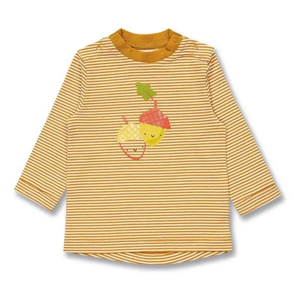 Sense Organics Sense Organics Baby Langarmshirt, Modell LEJA, Currygelb geringelt mit eichel, – Produktbild 1 von 4
