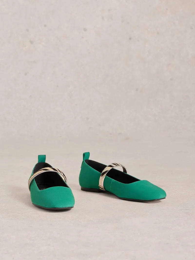 White Stuff Ballerinas Minnie mit Riemen - 36, Leuchtend grün, – Produktbild 2 von 4
