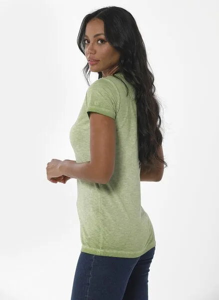 ORGANICATION ORGANICATION Cold Pigment Dyed T-Shirt aus Bio-Baumwolle mit Fahrrad-Print, Grün(grass green), – Produktbild 3 von 4