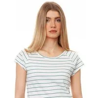 FellHerz FellHerz Damen T-Shirt Bio & Fair & Vegan, Striped white-teal, – Produktbild 1 von 1