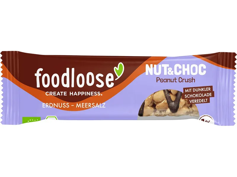 foodloose foodloose Bio-Nussriegel "Nut&Choc Peanut Crush", 35 g – Produktbild 1 von 1