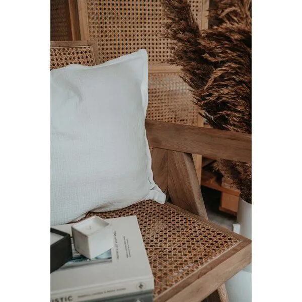 Hutch&Putch Hutch&Putch Musselin Sofakissenbezug - Kissenbezug - Zierkissen - aus 100% Bio-Baumwolle - Handmade in Germany, Off-white, – Produktbild 3 von 3