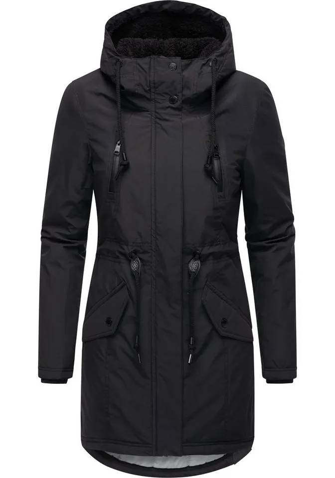 ragwear ragwear Wintermantel Elsien wasserdichter Winterparka mit Teddyfell-Futter, Schwarz, – Produktbild 2 von 3