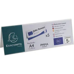 Exacompta 5er Pack Exacompta Tischnamensschilder "Exacryl" horizontal, aus PMMA, DIN A4 quer – Produktbild 1 von 1