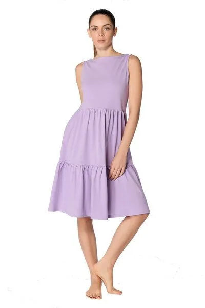 Leela Cotton Leela Cotton Damen Volantkleid Bio-Baumwolle 1733, Viola, – Produktbild 1 von 2