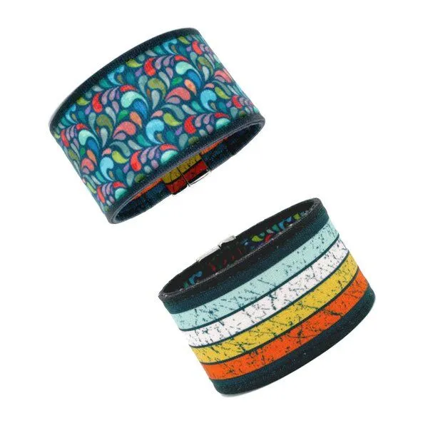 Seegarn Seegarn Wende-Armband 4cm, Paisley kl (blau) / retro (bunt), – Produktbild 1 von 2