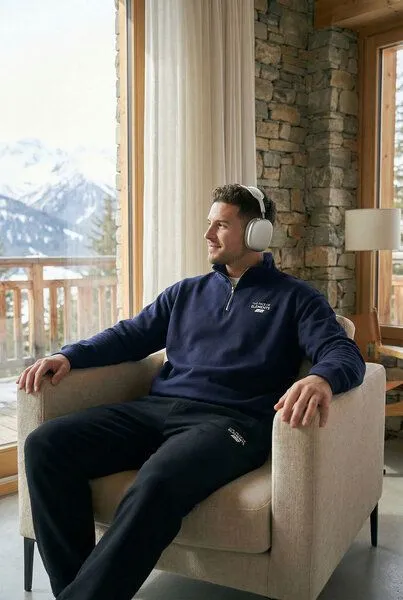 THE FACE OF ELEMENTS The Face of Elements 1/4-Zip - Relaxed Fit Sweatshirt aus Bio-Baumwolle, Navy blue (blau), – Produktbild 2 von 3
