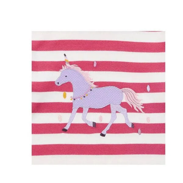 Sense Organics Sense Organics Kinder Ringel Schlafanzug mit Einhorn Bio Baumwolle, Dark-rose-stripes-unicorn, – Produktbild 3 von 3