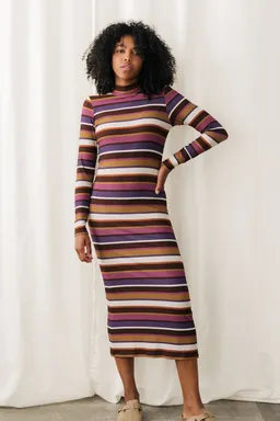 TWOTHIRDS TWOTHIRDS Damen vegan Kleid Barleycove Mehrfarbig Gestreift – Produktbild 1 von 1