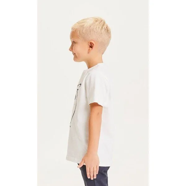 KnowledgeCotton Apparel KnowledgeCotton Apparel Kinder T-Shirt Flax Owl reine Bio-Baumwolle, Weiß (bright white), – Produktbild 2 von 4