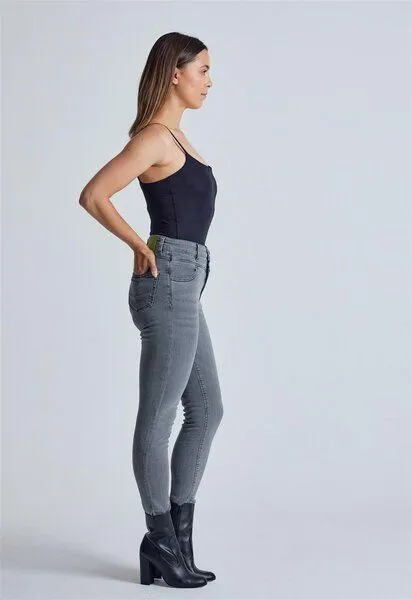Flax and Loom Flax and Loom High Waist Skinny Jeans Modell: Nina, Silver (grau), – Produktbild 6 von 6