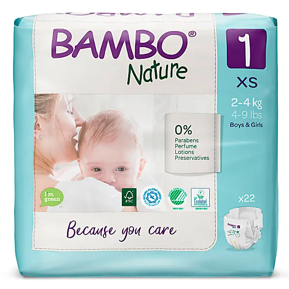 Bambo Nature Bambo Nature Windeln - New Born - Größe 1 - Packung mit 22 Windeln – Produktbild 1 von 1