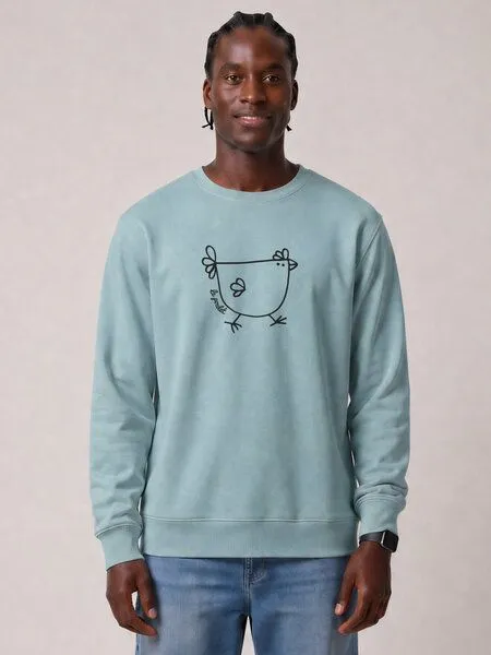 watapparel watapparel Sweatshirt Unisex Le poulet - das Huhn, Pebble blue, – Produktbild 2 von 2