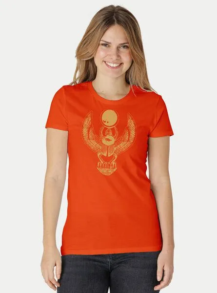 Peaces.bio - handbedruckte Biomode Peaces.bio - handbedruckte Biomode Damen Fit T-Shirt Cheper, Orange, – Produktbild 2 von 2
