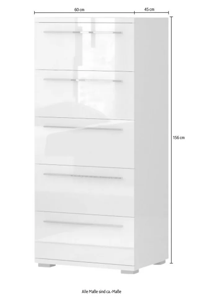 OTTO home Schubkastenkommode Piano, mit 4 oder 5 Schubladen, FSC-zertifizierter Holzwerkstoff, UV lackiert hochglänzend,Soft-Close Funktion, in 2 Breiten und 2 Höhen, Beige, – Produktbild 3 von 8