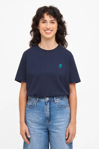Natural Vibes Natural Vibes T-Shirt Schildkröte Bio GOTS | Blaues T-Shirt | Marineblaues T-Shirt | Herren Damen T-Shirt – Produktbild 2 von 4