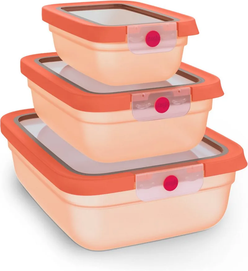 EMSA EMSA 3er-Set Frischhaltedosen aus Kunststoff "oneClick" 0,5l, 1,2l, 2,3 l, Orange, – Produktbild 3 von 6