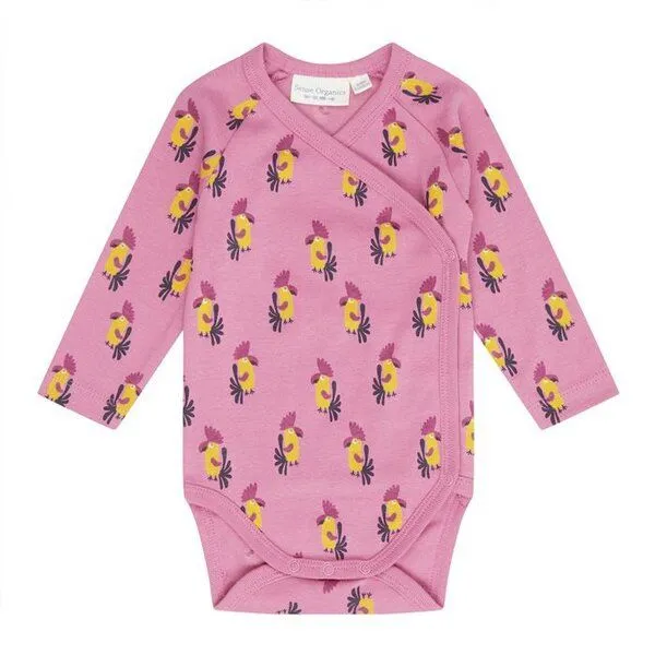Sense Organics sense-organics Baby Wickelbody *Kroko grün*/*Kakadu pink* Gots & Fair Trade I Sense Organics, Pink, – Produktbild 1 von 2