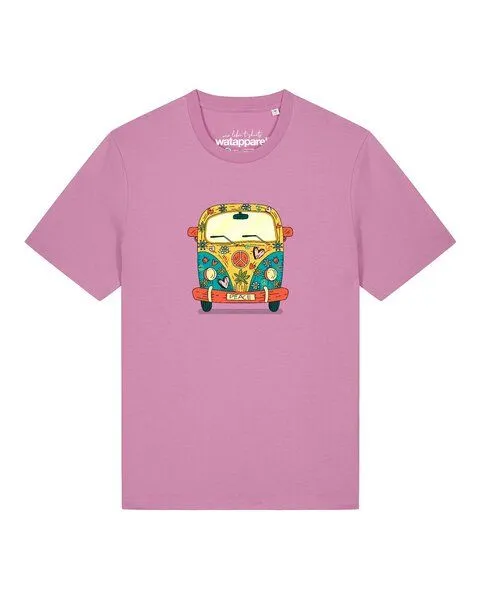 watapparel watapparel T-Shirt Unisex Hippies Bus, Bubble pink, – Produktbild 1 von 2