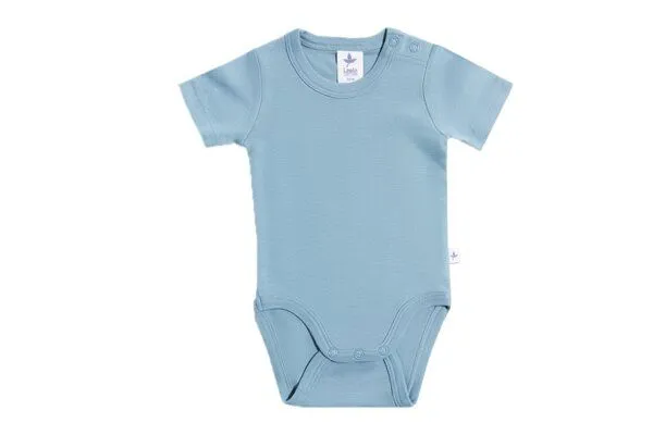 Leela Cotton 1er bis 6er Pack Baby kurzarm Body aus Bio-Baumwolle Rippjersey Leela Cotton, Taubenblau, – Produktbild 1 von 3