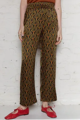Yahmo Yahmo Damen vegan Hose Hilde Artdeco Grün/Braun – Produktbild 1 von 1