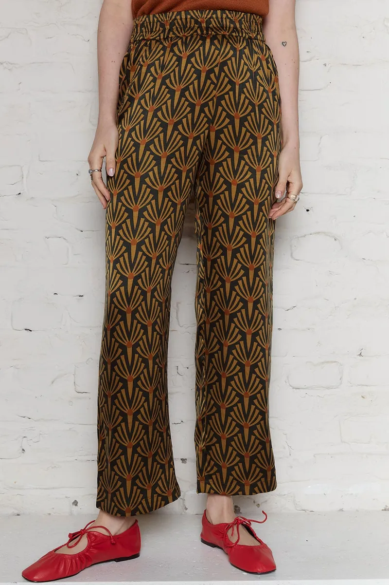 Yahmo Yahmo Damen vegan Hose Hilde Artdeco Grün/Braun, Braun, – Produktbild 1 von 2