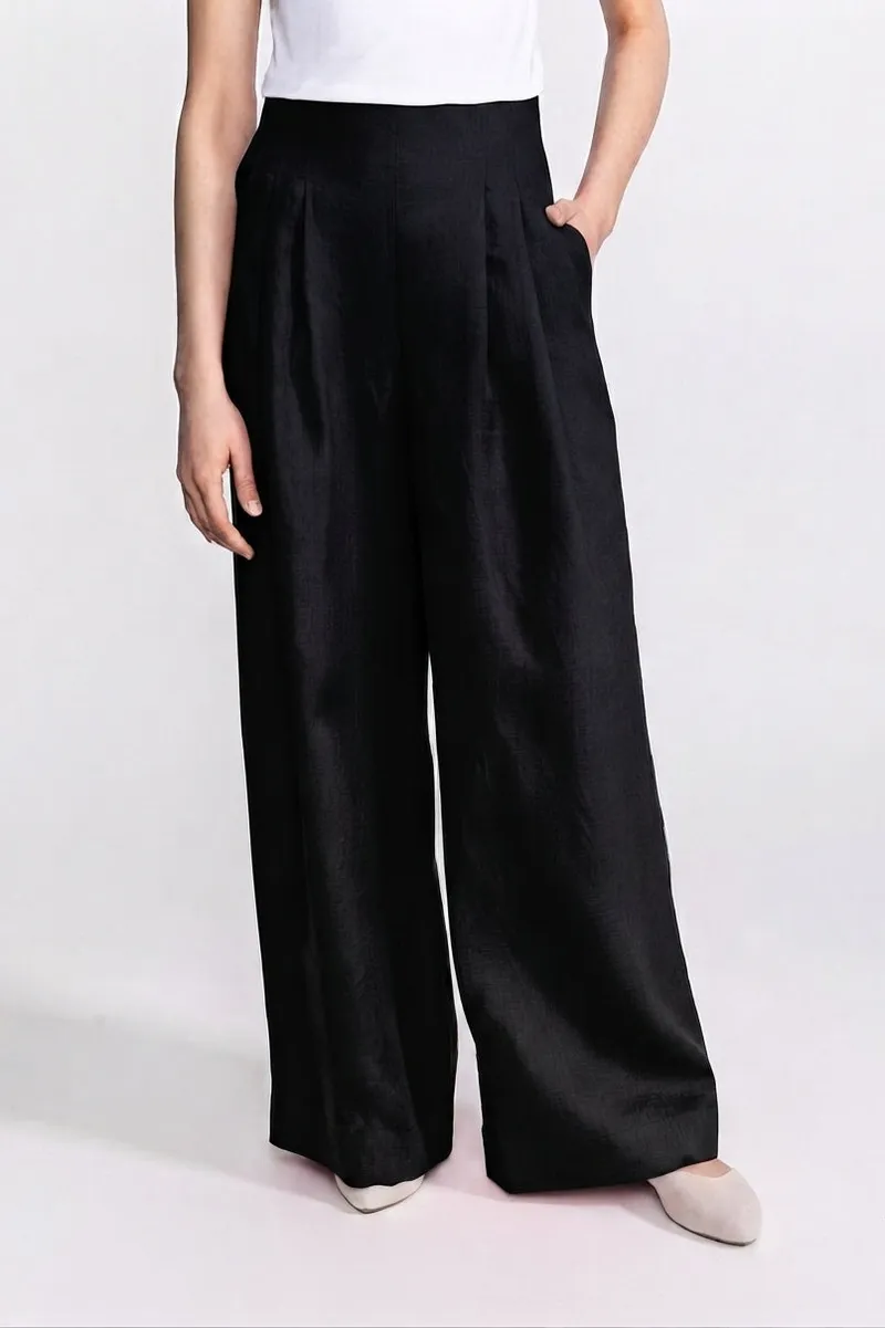 De IONESCU De IONESCU Damen vegan Hose Mit Hoher Taille Deva, Schwarz, – Produktbild 2 von 2