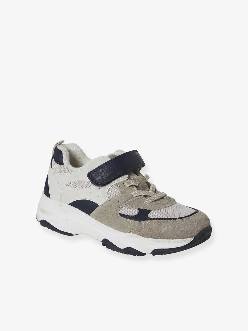 Vertbaudet Vertbaudet Kinder Sport-Sneakers mit Klett und Anziehtrick, Wollweiß, – Produktbild 1 von 4