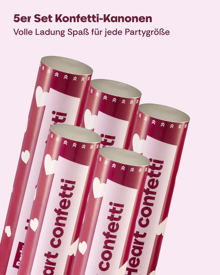 Partyjoker Konfetti Konfettikanone Herzen Weiß - FSC Konfetti - 5-8 m Strahl - Party, FSC Papier Konfetti – Sicherer 8m Strahl Hochzeit, Weiß, – Produktbild 5 von 5