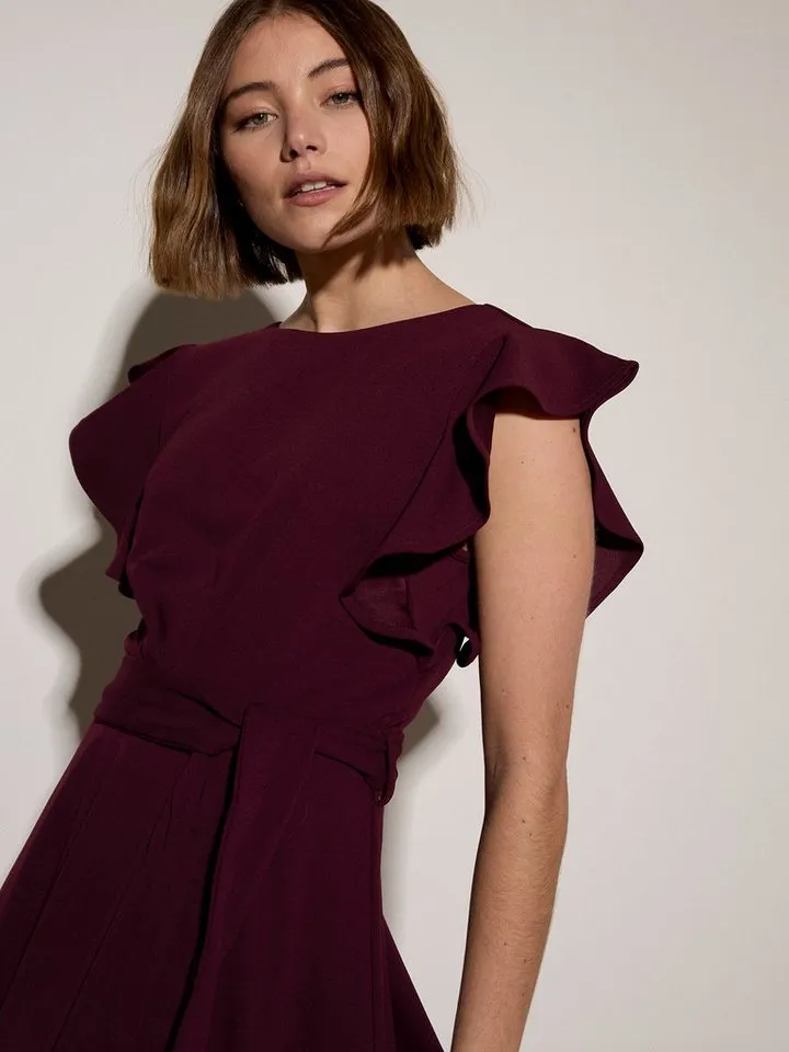 Apricot Apricot Minikleid Mini-Kleid aus Jersey-Crêpe (2-tlg., mit Stoffgürtel) mit Rüschenärmeln, Rot, – Produktbild 2 von 5