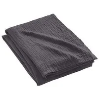 hessnatur hessnatur Musselin-Decke aus reiner Baumwolle, Anthrazit, – Produktbild 2 von 6