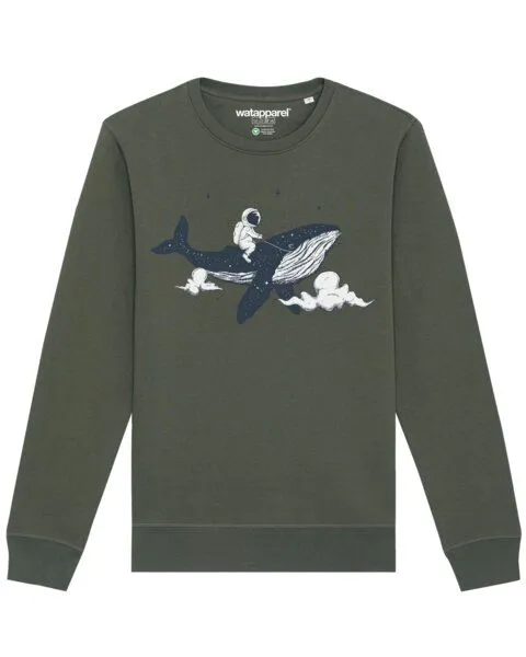 watapparel watapparel Sweatshirt Unisex Spacewhale, Khaki, – Produktbild 1 von 3