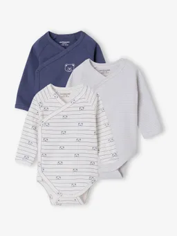 Vertbaudet Vertbaudet 3er-Pack Baby Wickelbodys Bär mit langen Ärmeln – Produktbild 1 von 1