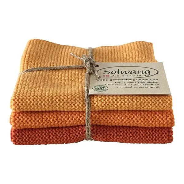 Solwang Design Solwang Design 3er-Set Spültücher aus 100% Biobaumwolle, Orange kombi, – Produktbild 1 von 3