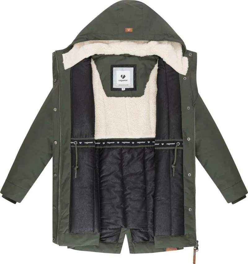 ragwear ragwear Kurzmantel Cannas YOUMODO Kurzer Damen Mantel mit verstellbarer Kapuze, Grün, – Produktbild 1 von 4