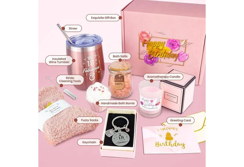 LuxusKollektion Geschenkbox Geschenkset 18 Geburtstag Mädchen Freundin Schwester 18. Geschenkset, Bunt, – Produktbild 3 von 5