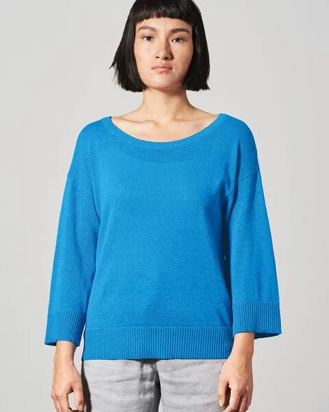 HempAge HempAge Leichter Pullover Hanf/Biobaumwolle, Topaz (blau), – Produktbild 2 von 4