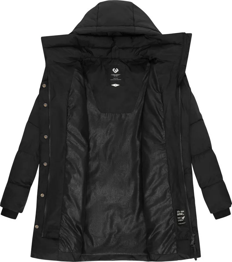 ragwear ragwear Kurzmantel Niara stylischer, gesteppter Wintermantel mit gefütterter Kapuze, Schwarz, – Produktbild 1 von 5