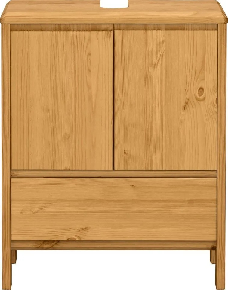 OTTO products Waschbeckenunterschrank Jorrick Breite 60 cm, Kiefer mit Bio Öl/Wachs behandelt, Siphonausschnitt, Beige, – Produktbild 5 von 8