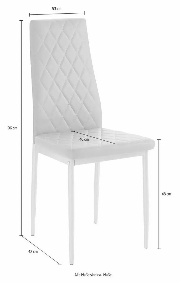 OTTO home Essgruppe Tisch, Stuhl, (Set, 5-tlg., 5tlg. Set. Tisch 120 cm plus 4 Stühle), Tisch 120 cm, 4 Stühle in Lederoptik, Grau|weiß, – Produktbild 5 von 5