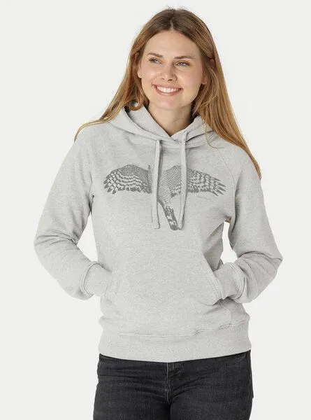 Peaces.bio - handbedruckte Biomode Peaces.bio - handbedruckte Biomode Bio-Hoodie Sperber Damen, Silbergrau, – Produktbild 2 von 3