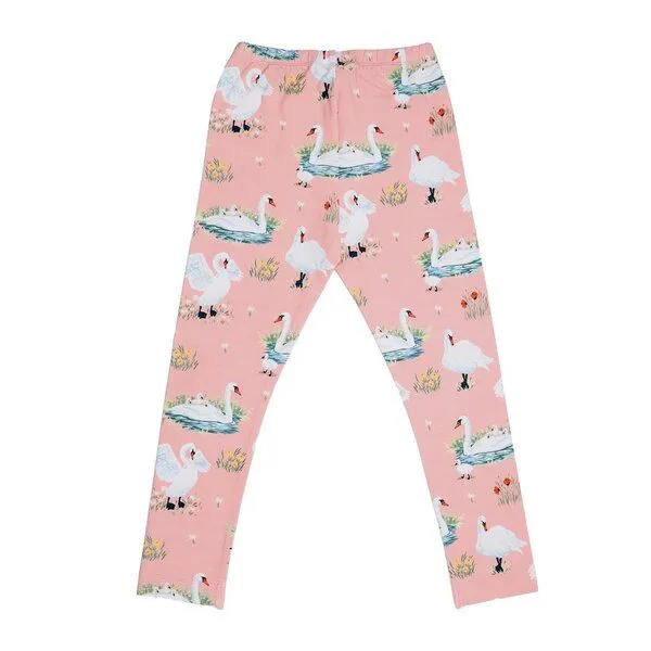 Walkiddy Kinder Leggings GOTS-zertifiziert aus Bio-Baumwolle rosé mit Schwanen-Motiv – Walkiddy, Blau, – Produktbild 3 von 3