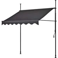 Klemmmarkise, Gestell aus Aluminium, Bezug Polyester B 200 x H 300 cm, dk.grau, Rand weiß – Produktbild 1 von 1