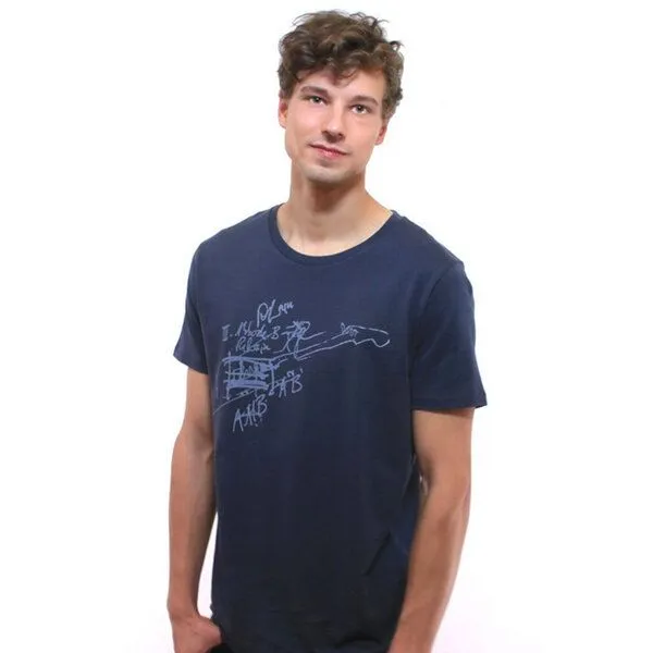 Spangeltangel Spangeltangel T-Shirt "Akkorde", Siebdruck, dunkelblau, Rundhals, kurzärmlig, Siebdruck, Musik, Blau, – Produktbild 1 von 3