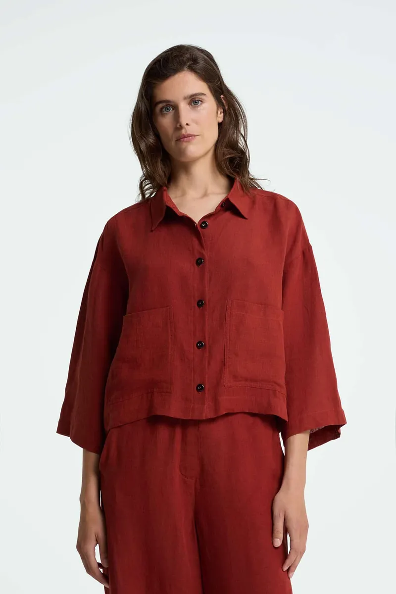 Kings Of Indigo Kings of Indigo Damen vegan Bluse Wanda Rot, Dunkelrot, – Produktbild 1 von 2