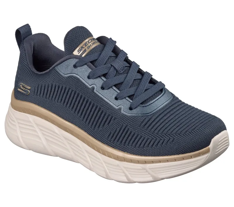 Skechers Skechers BOBS B FLEX HI-FLYING HI Sneaker, Trainingsschuh, Schnürschuh, Freizeitschuh in veganer Verarbeitung, Blau|goldfarben, – Produktbild 3 von 5