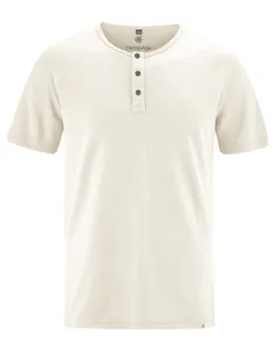 HempAge Hempage Herren vegan Einfarbiges Henley T-Shirt Cremefarben – Produktbild 1 von 1