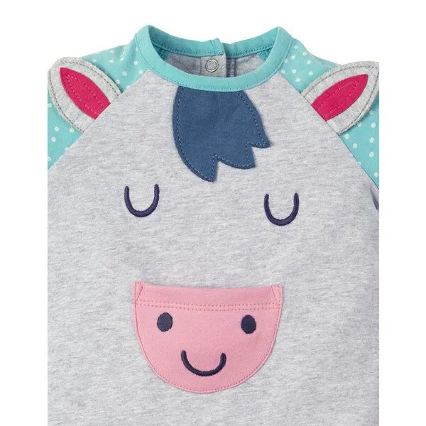 Frugi Frugi Spielanzug Pony - Smiley Summer Romper Grey/Marl/Pony – Produktbild 4 von 4