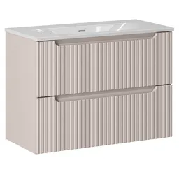 Lomadox Waschtisch NEWPORT-56-CASHMERE, 81cm mit Keramikwaschbecken, kaschmir, gerillte Front – Produktbild 1 von 1
